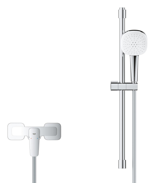 Baterie dus Grohe 1018250000, 0.8 bar, 145 mm, 214 mm, 110 mm, 1.75 m, 600 mm, 2 orificii instalare, Crom [2]