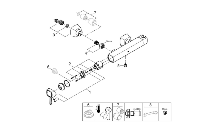 Baterie dus Grohe 23316IG0, Grandera, 1/2'', aparenta, crom / auriu [3]