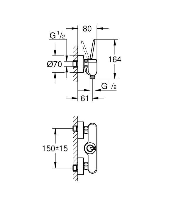 Baterie dus Grohe 23430LS0, Eurodisc Joy, 1/2'', aparenta, cartus ceramic, alb [2]