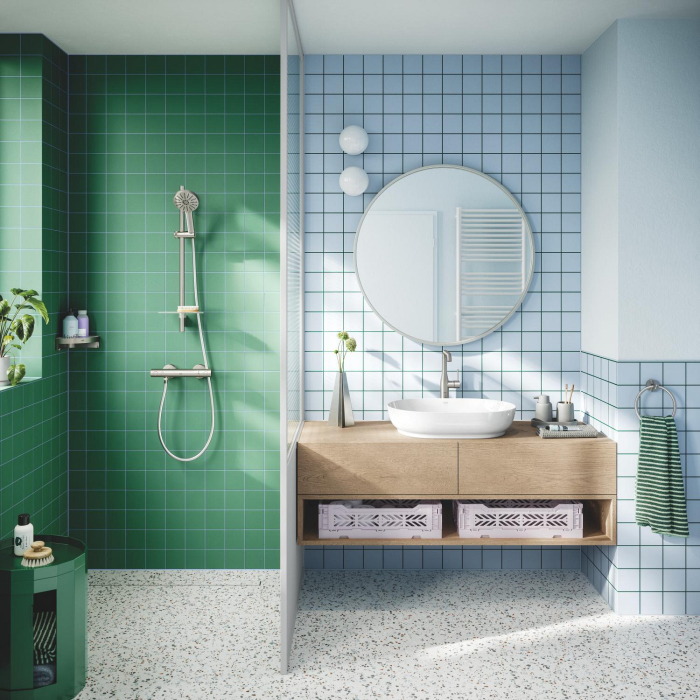 Baterie dus Grohe 34765DC0, Grohtherm 800, aparenta, termostat, mat, otel satinat [10]