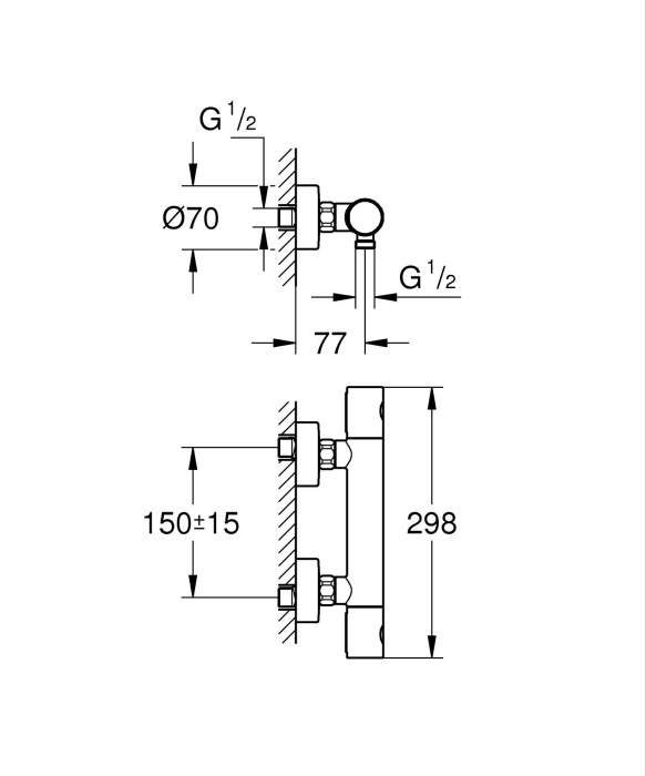 Baterie dus Grohe 34765DL0, Grohtherm 800, aparenta, termostat, mat, cupru [10]