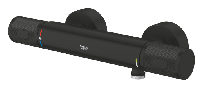 Baterie dus Grohe 347902430, 1 bar, 91 mm, 313 mm, 2 orificii instalare, 1/2 dimensiune racord furtun, Negru [4]