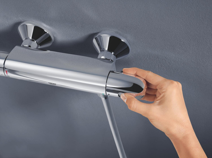 Baterie dus Grohe 34814003, 0.8 bar, 81 mm, 305 mm, 2 orificii instalare, 1/2 dimensiune racord furtun, Crom [5]