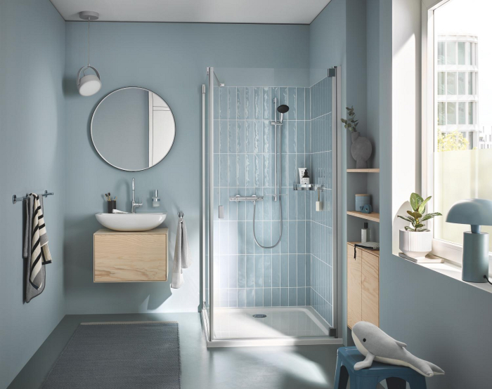 Baterie dus Grohe 34853001, 0.8 bar, 80 mm, 317 mm, 110 mm, 1.75 m, 900 mm, 2 orificii instalare, Crom [4]