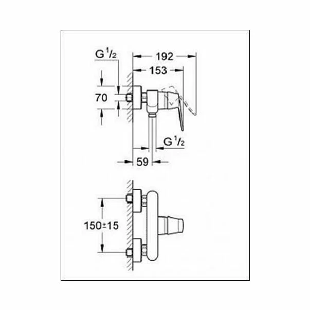 Baterie dus Grohe Eurosmart Cosmopolitan monocomanda crom lucios [2]