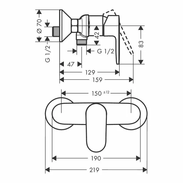 Baterie dus Hansgrohe Vernis Blend monocomanda crom lucios [2]