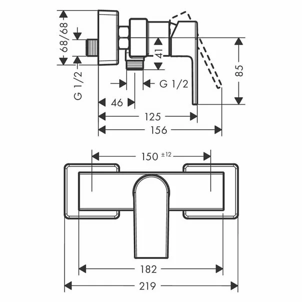 Baterie dus Hansgrohe Vernis Shape monocomanda negru mat [2]