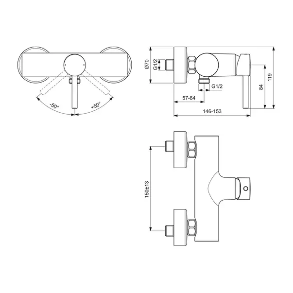 Baterie dus Ideal Standard Ceraline crom lucios monocomanda [10]