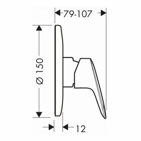 Baterie dus incastrata Hansgrohe Logis cu corp incastat inclus crom [3]