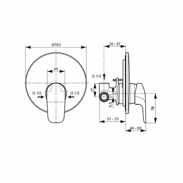 Baterie dus incastrata Ideal Standard Ceraflex cu corp ingropat crom [2]