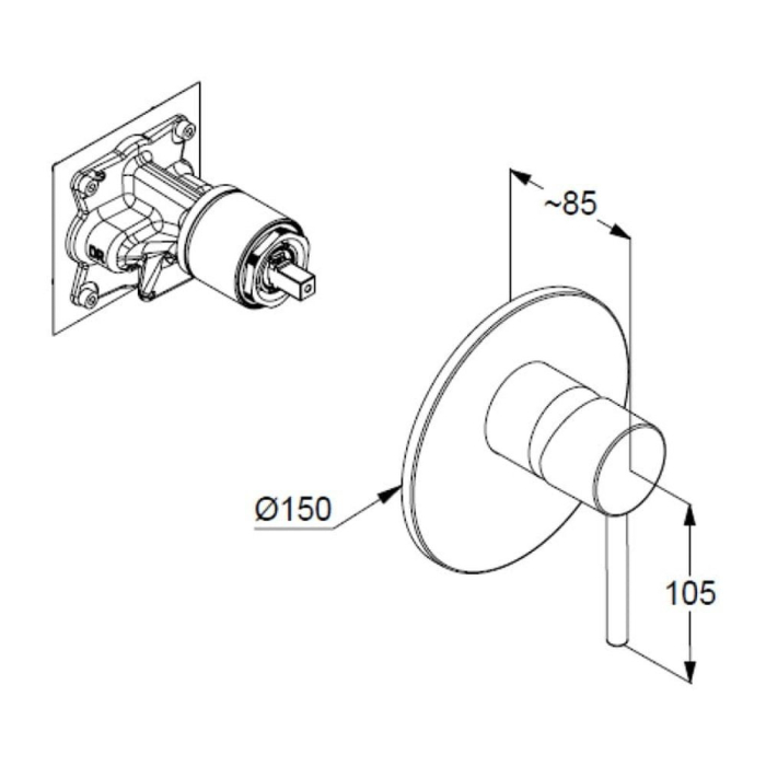 Baterie dus incastrata Kludi Bozz pentru corp ingropat crom lucios [2]