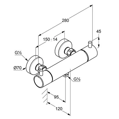 Baterie dus Kludi Bozz, aparenta, termostat, mat, alb, 352035338 [2]