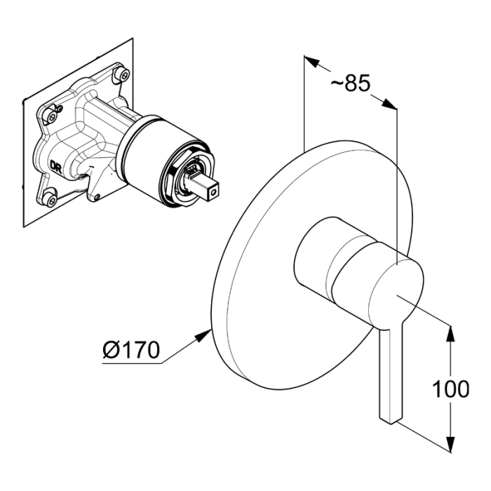 Baterie duș, Kludi, Nova Fonte, parte vizibila, alb mat [2]