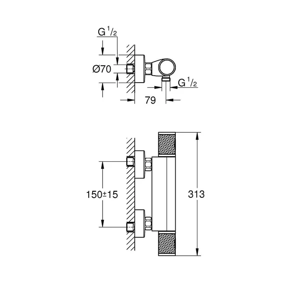 Baterie dus termostatata Grohe Grohtherm 1000 crom lucios [4]