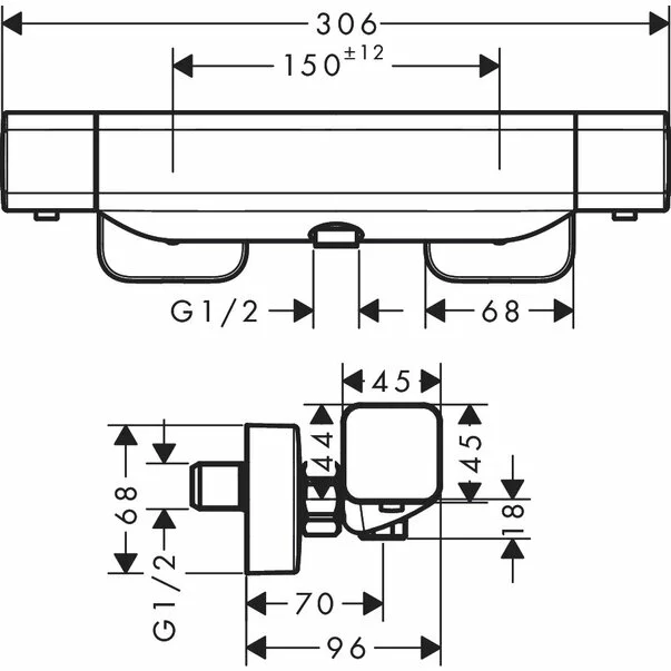 Baterie dus termostatata Hansgrohe Ecostat E crom [2]