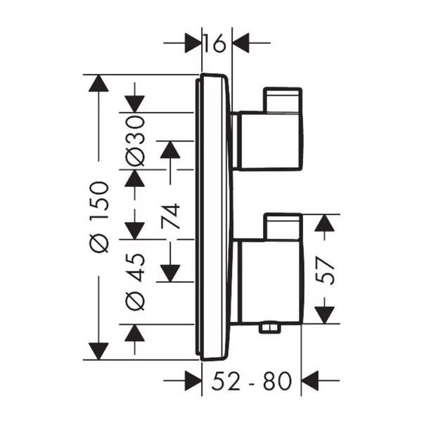 Baterie dus termostatata Hansgrohe Ecostat S doua functii negru mat [2]