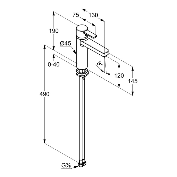 Baterie înaltă lavoar, Kludi, Zenta XXL, 120 mm, crom [2]