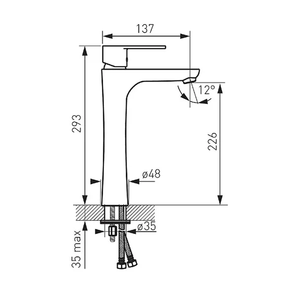 Baterie inalta pentru lavoar pe blat Ferro Algeo [2]