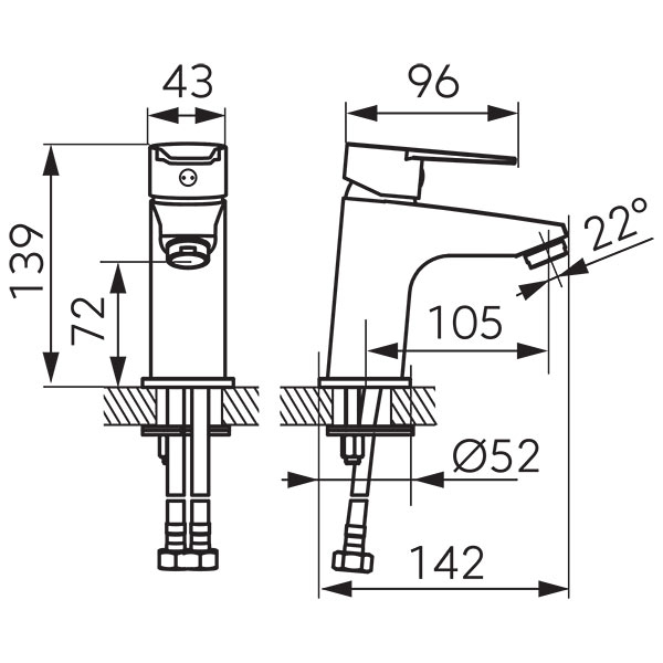 Baterie lavoar cu ventil clik-clack, negru mat, Ferro Ritto [4]