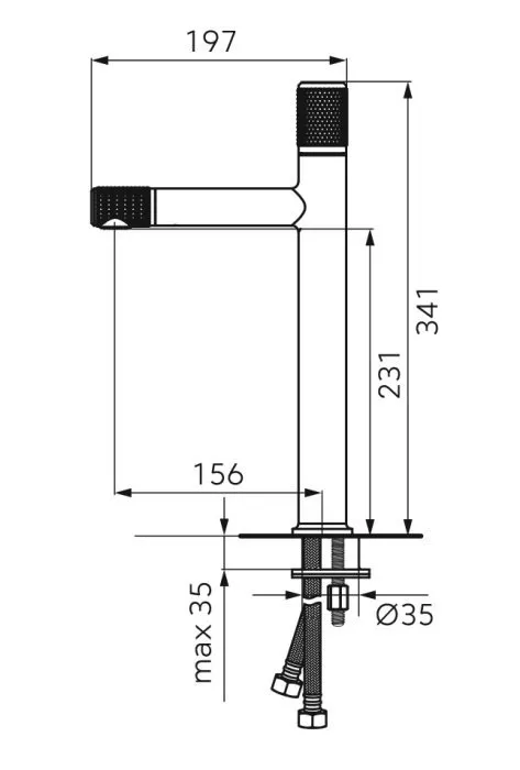 Baterie lavoar FDesign Ardesia FD1-ARD-2L-25, 3/8'', marimea XL, cartus ceramic, ventil, mat, negru / cupru [2]