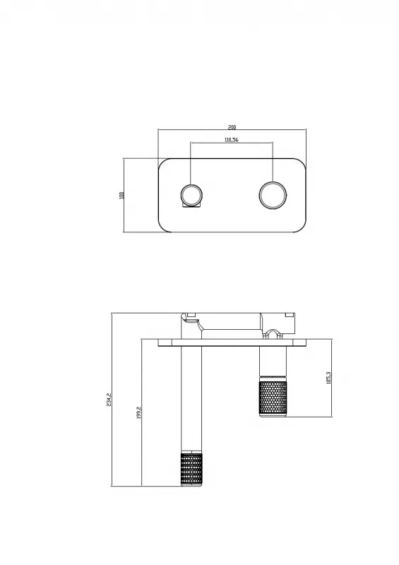 Baterie lavoar FDesign Ardesia FD1-ARD-3PA-25, 1/2'', montare pe perete, marimea L, fara ventil, mat, negru / cupru [2]
