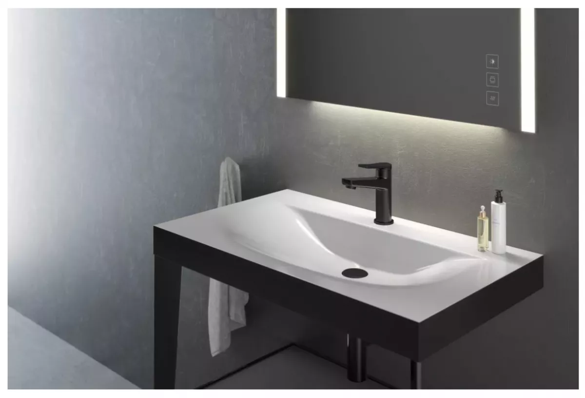 Baterie lavoar FDesign Seppia FD1-SPA-2-22, 3/8'', marimea M, monocomanda, ventil push to open, mat, negru [2]