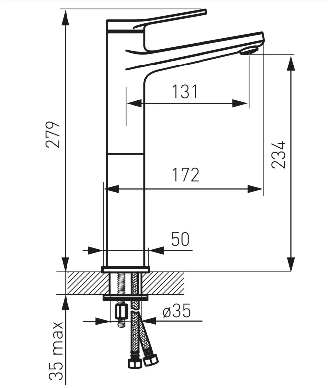 Baterie lavoar FDesign Seppia FD1-SPA-2L-11, 3/8'', marimea XL, monocomanda, ventil push to open, crom [2]