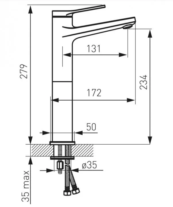 Baterie lavoar FDesign Seppia FD1-SPA-2L-25, 3/8'', marimea XL, monocomanda, ventil push to open, mat, negru / cupru [2]