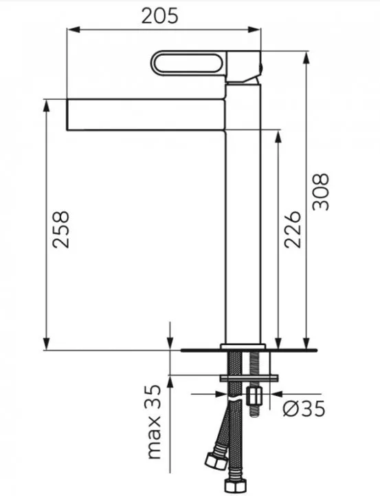 Baterie lavoar FDesin Zaffiro FD1-ZFR-2L-25, 3/8'', marimea XL, monocomanda, ventil push to open, mat, negru / cupru [2]