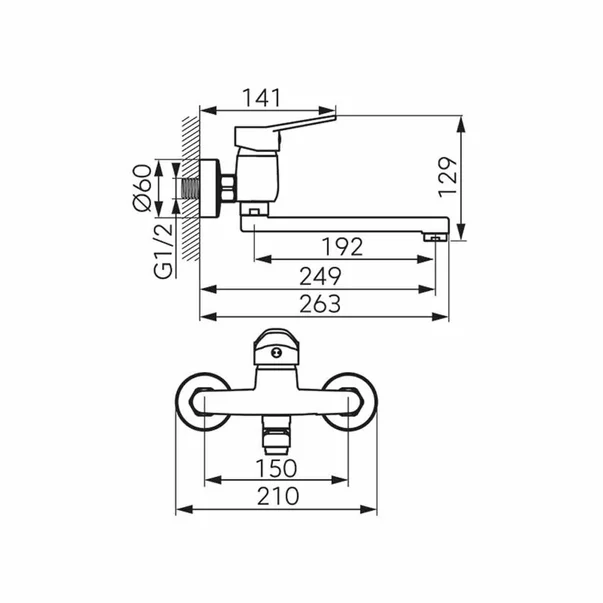 Baterie lavoar Ferro Isso crom lucios cu pipa rotativa monocomanda [2]