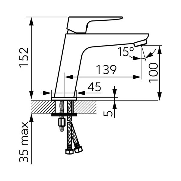 Baterie lavoar Ferro Vitto Verdeline monocomanda gri Gun Metal mat [2]