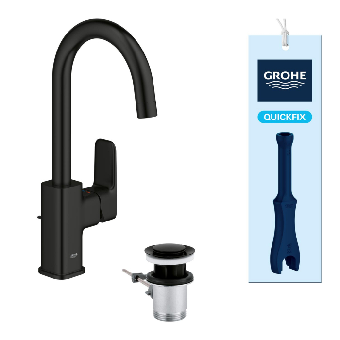 Baterie lavoar Grohe 1018712430, Dice, tip comanda monocomanda, marime l, tip instalare pe lavoar, pe blat, negru [8]