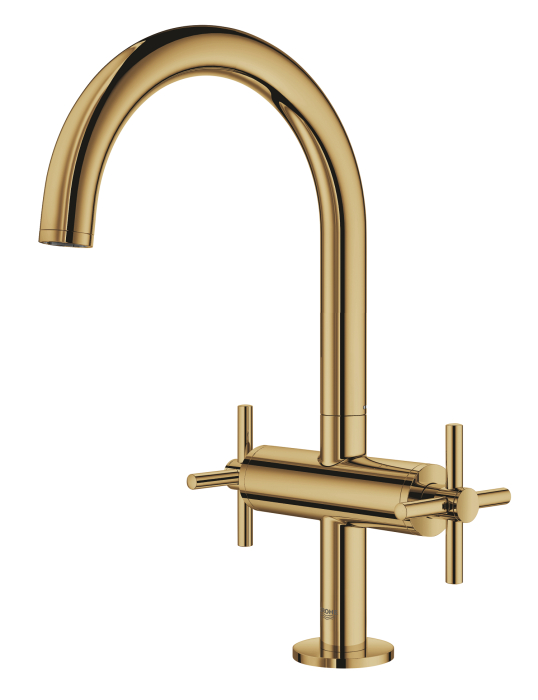 Baterie lavoar Grohe 21019GL3, Atrio, 3/8'', L, 303 mm, ventil, lucios, auriu [3]