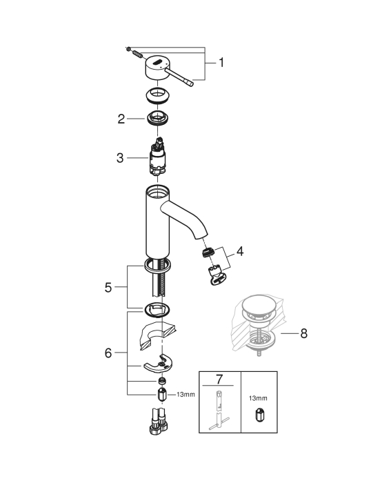 Baterie lavoar Grohe 24172GN1, Essence, 3/8'', marimea S, mat, auriu [2]