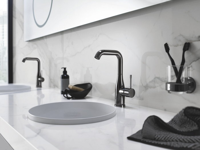 Baterie lavoar Grohe 24174A01, Essence, 3/8'', L, 244 mm, ventil, lucios, grafit [5]