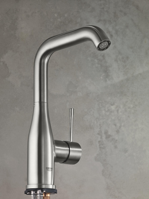 Baterie lavoar Grohe 24174DC1, Essence, L, 244 mm, ventil, mat, otel satinat [5]