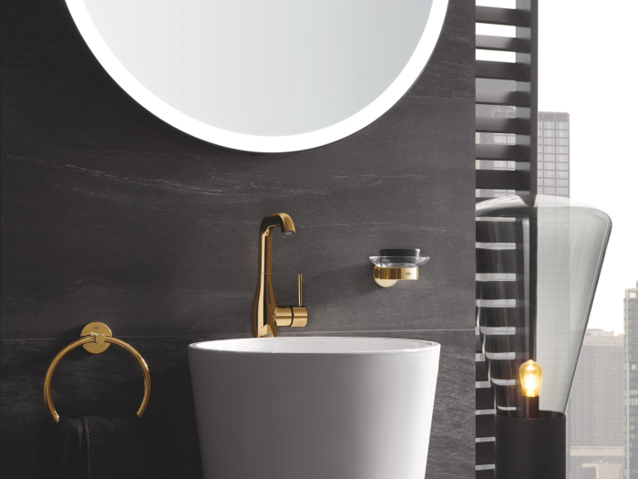 Baterie lavoar Grohe 24174GL1, Essence, 3/8'', marimea L, pivotanta, ventil cu tija, lucios, auriu [2]