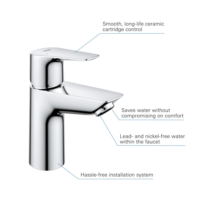 Baterie lavoar Grohe 24199001, 28 mm, 5.7 l/min, 0.8 bar, 35 mm, 147 mm, 93 mm, 395 mm, 1 orificii instalare, Crom [7]