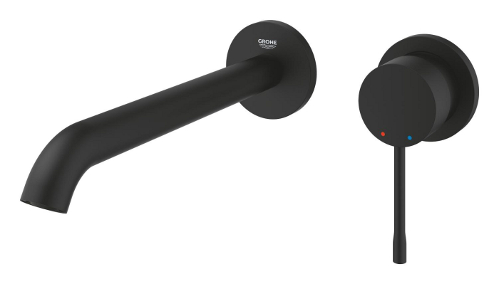 Baterie lavoar Grohe 29193KF1, Essence, pe perete, 230 mm, necesita valva, mat, negru [3]