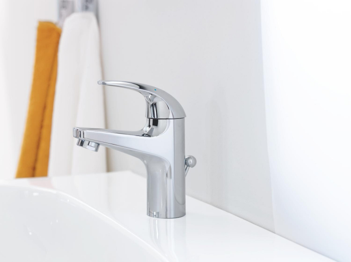 Baterie lavoar Grohe 32805000, BauCurve, tip comanda monocomanda, tip instalare pe lavoar, marime s, crom [8]