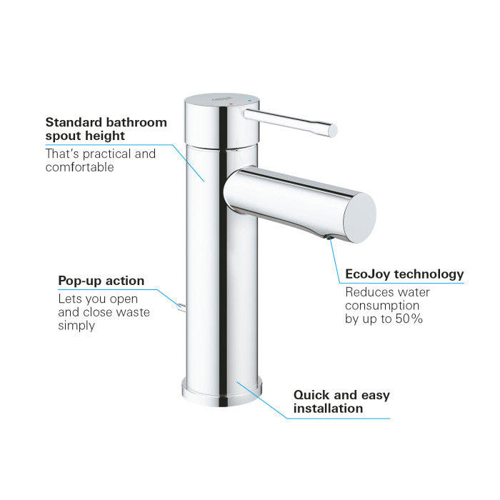 Baterie lavoar Grohe 32898001, 28 mm, 5.7 l/min, 1 bar, 35 mm, 174 mm, 94 mm, 1.41 kg, 360 mm, monocomanda, Crom [3]