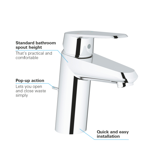 Baterie lavoar Grohe 33190002, 1 bar, 35 mm, 160 mm, 116 mm, 350 mm, 1 orificii instalare, 3/8 dimensiune racord, Crom [6]