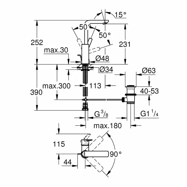 Baterie lavoar Grohe Lineare marimea L crom lucios [3]