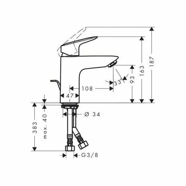 Baterie lavoar Hansgrohe Logis 100 monocomanda crom lucios [3]