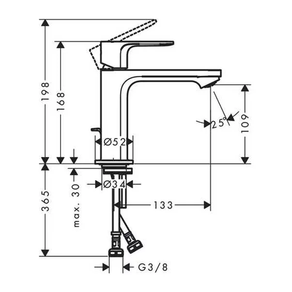Baterie lavoar Hansgrohe Rebris S negru mat cu ventil Pop-Up [2]