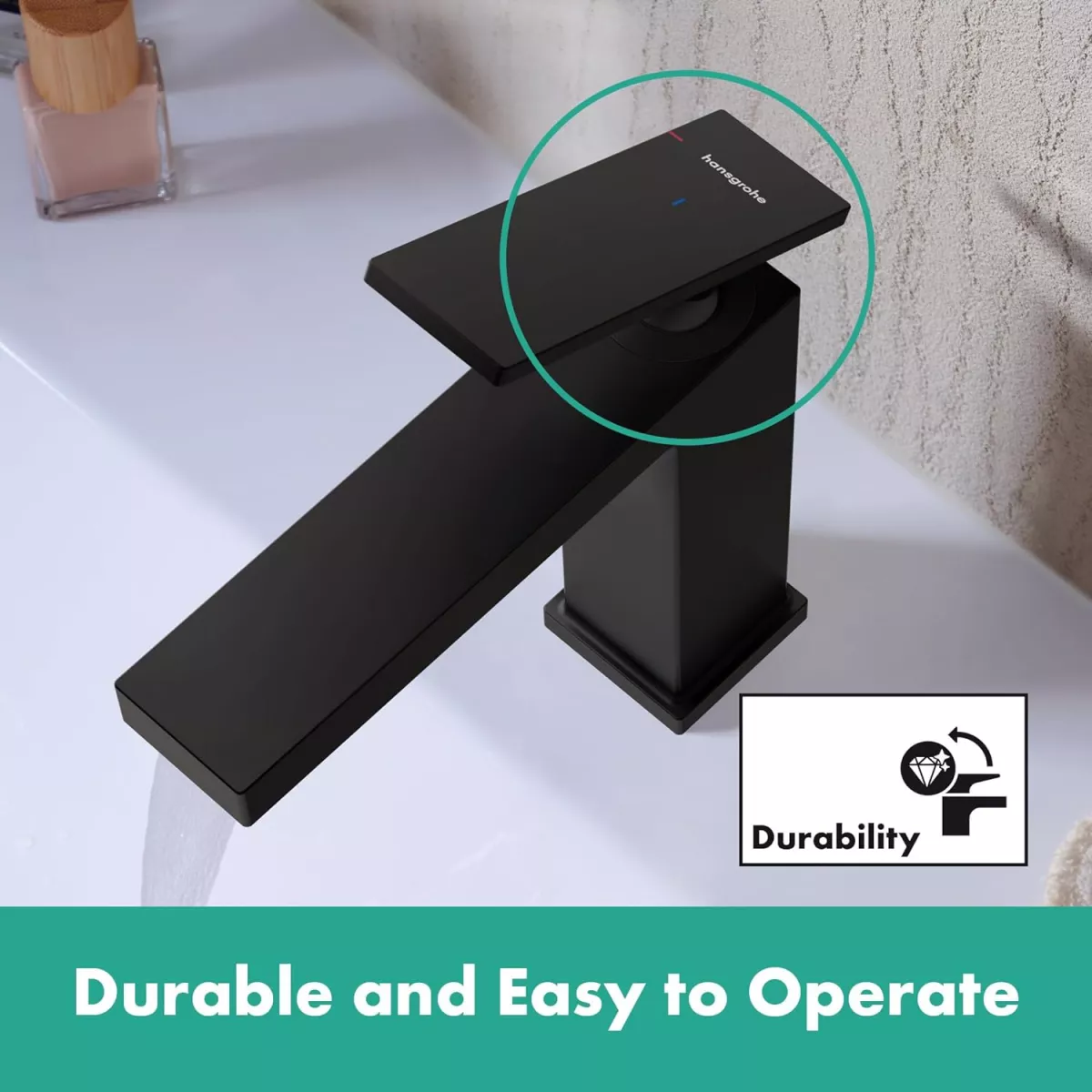 Baterie lavoar Hansgrohe Tecturis E, S, 135 mm, pornire rece, mat, negru,73001670 [5]