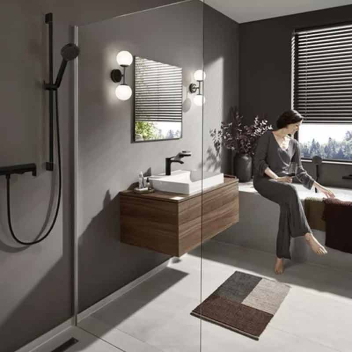Baterie lavoar Hansgrohe, Vivenis 110, CoolStart, fără ventil, negru mat [3]