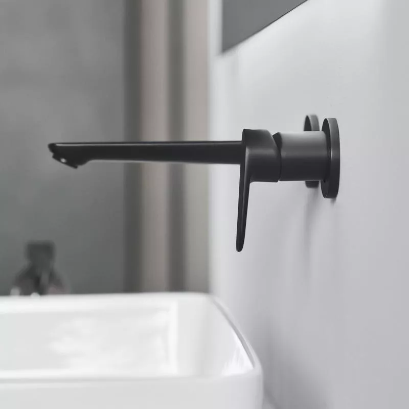 Baterie lavoar Ideal Standard Cerafine BD133XG, 1/2'', montare pe perete, marimea L, monocomanda, cartus ceramic, necesita set fixare, mat, negru [5]