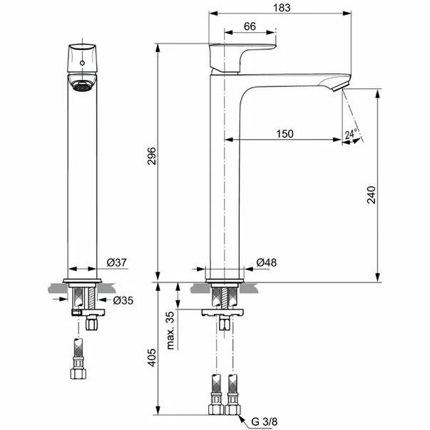 Baterie lavoar Ideal Standard Connect Air fara ventil [2]
