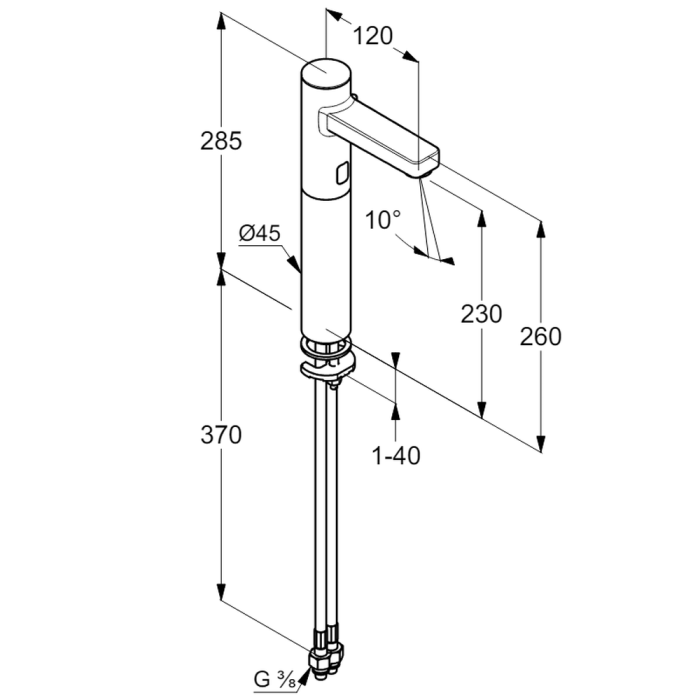 Baterie lavoar inalta cu senzor Kludi Zenta SL alimentare baterie 6V, crom lucios [2]